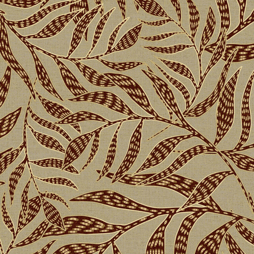 Luxury non-woven wallpaper for the wall, leaf pattern 391555, Terra, Eijffinger