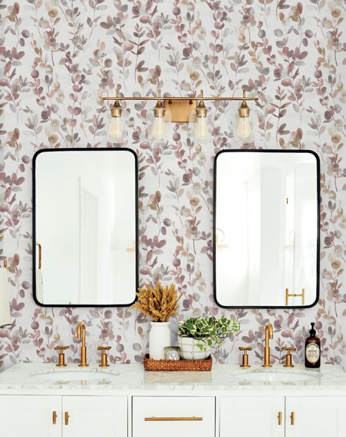 Tapete, braun-lila Blätter und Zweige OS4312, Modern nature II, York