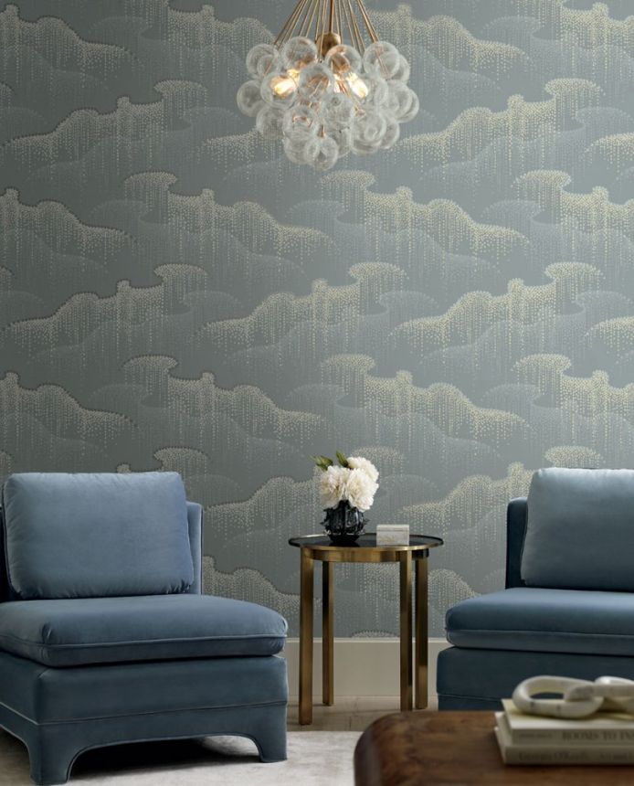Graublaue Tapete, Tupfen, Perlen OS4263, Modern nature II, York