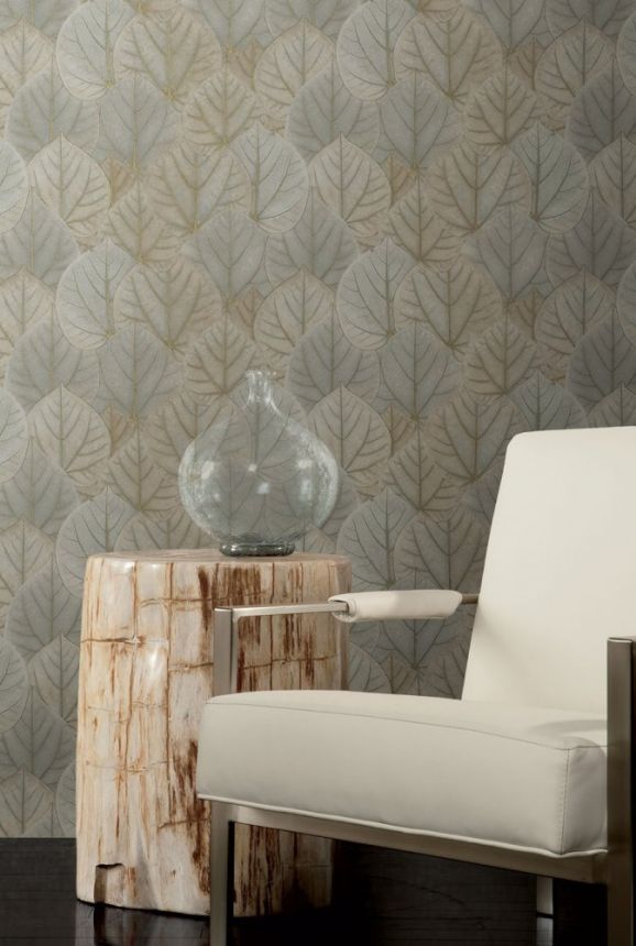 Grau-beige Tapete, Blätter OS4243, Modern Nature II, York
